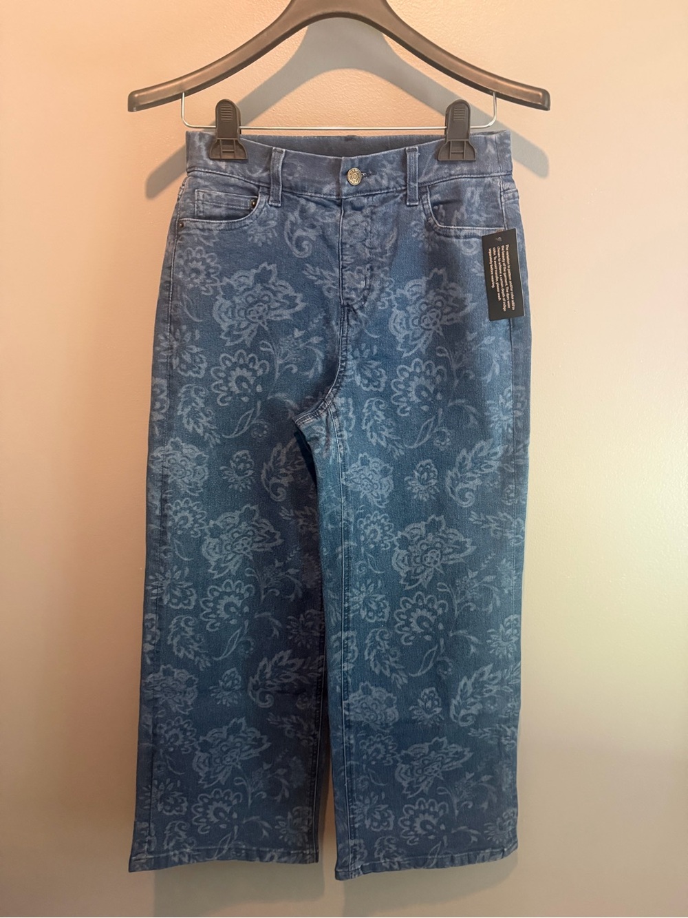 Blue Floral Wide-Leg Women's Jeans